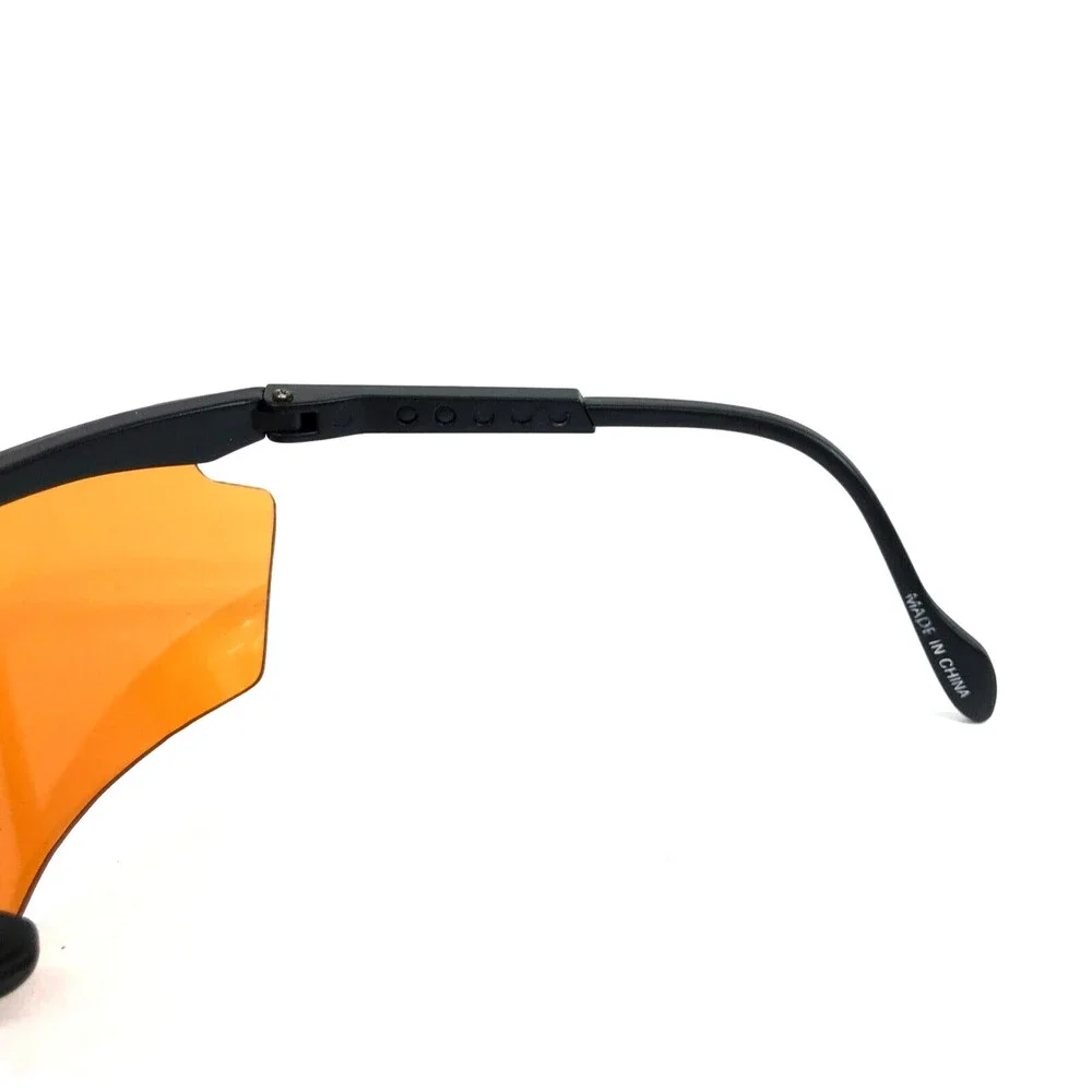 Vintage Uvex Sunglasses Race Across Matte Black Wrap Frame Orange Shield Lens